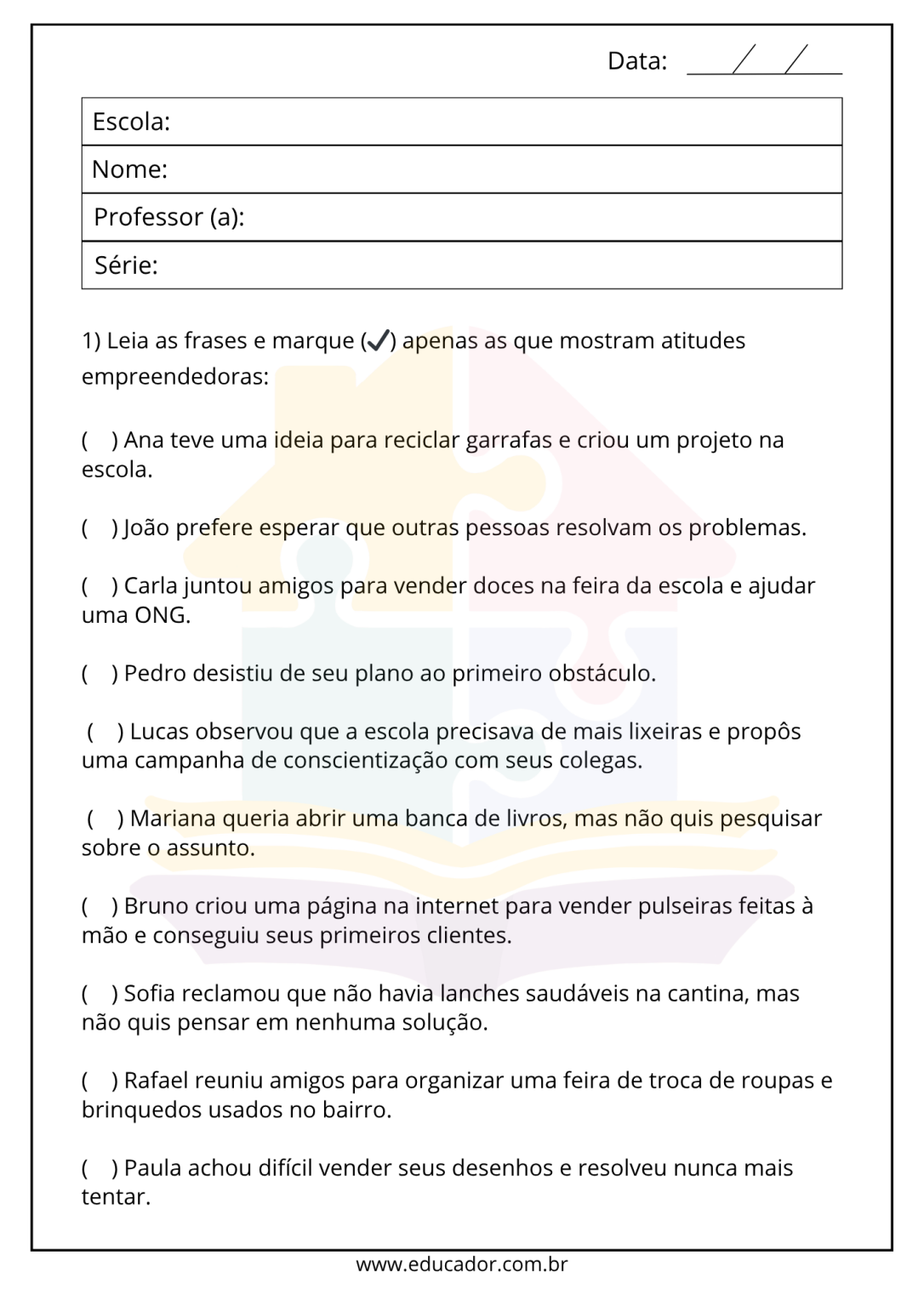material educativo empreendedorismo para imprimir