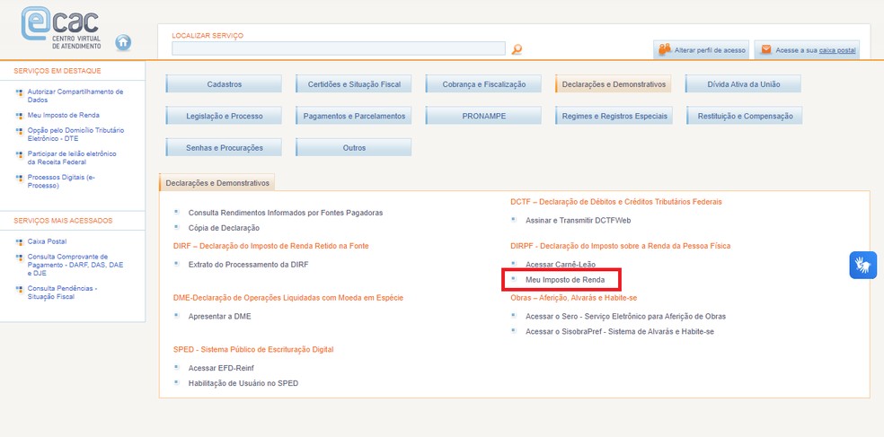 como consultar pendencias no e-cac imposto de renda