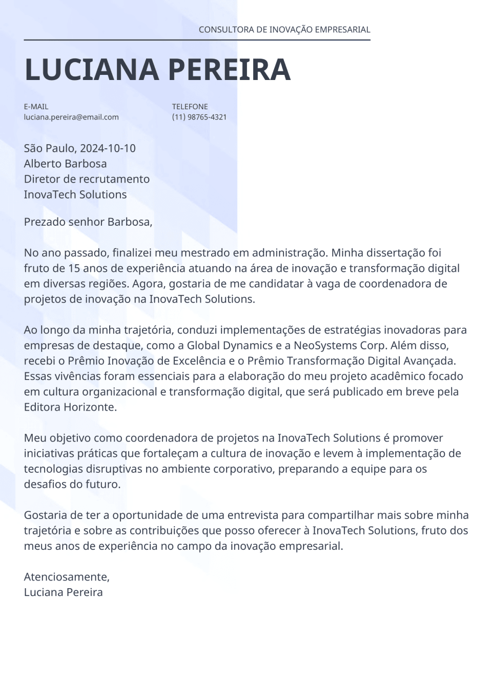 carta de apresentação