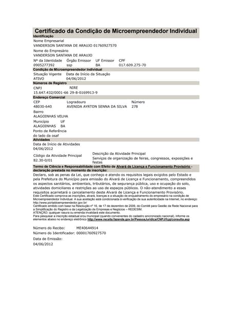 certificado MEI vs cartão CNPJ qual a diferença