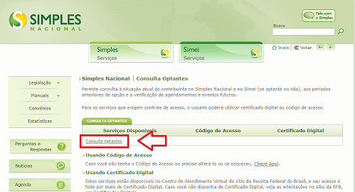 consulta optante do simples nacional