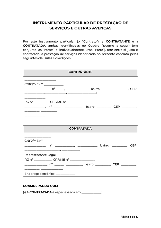 contrato de prestação de serviços