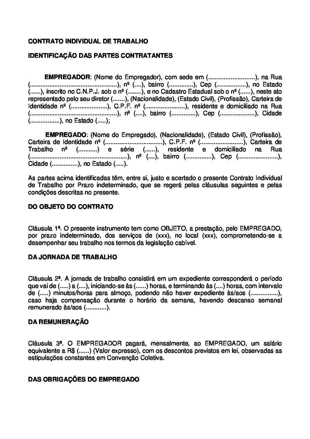 contrato de trabalho