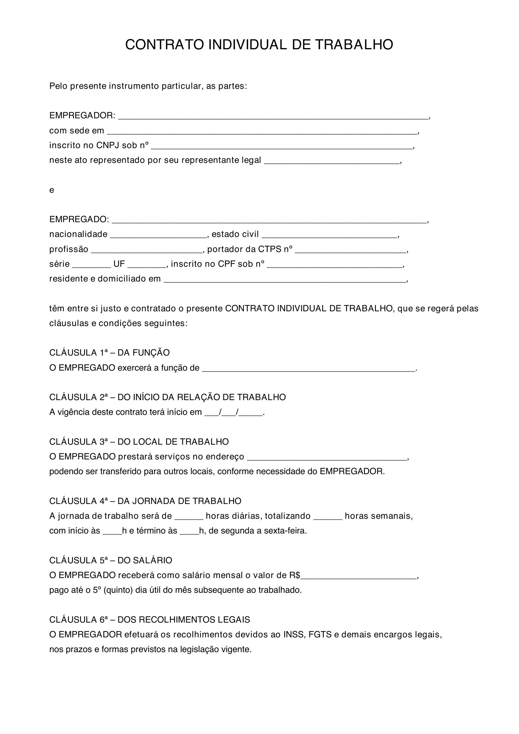 contrato de trabalho