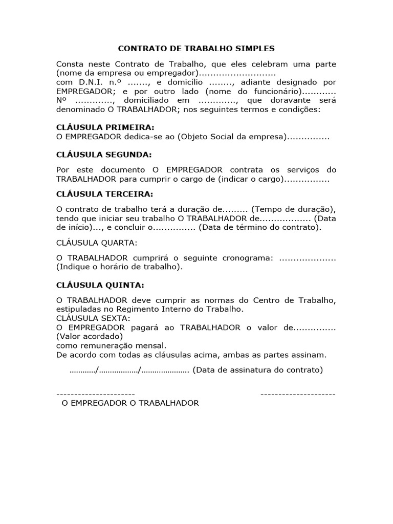 contrato de trabalho