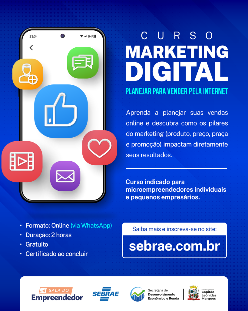 curso de mídias sociais e marketing digital grátis certificado