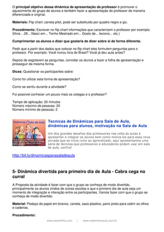 dinâmicas para primeiro dia de aula infantil vs fundamental