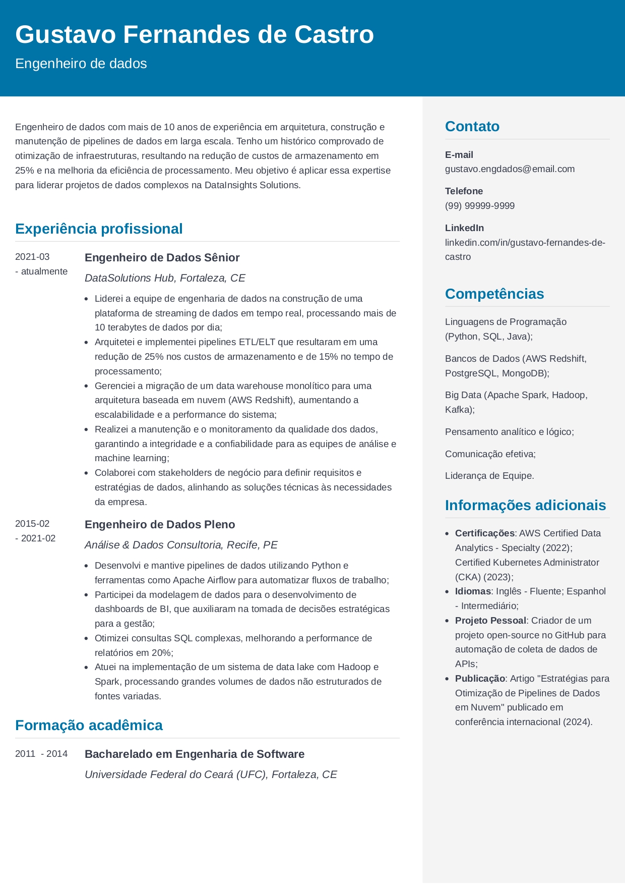 5 ideias de títulos:
1. Engenharia de Dados: O Guia Completo para Iniciantes
2. Desvendando o Salário do Engenheiro de Dados no Brasil
3. As Ferramentas Essenciais para um Engenheiro de Dados de Sucesso
4. Carreira em Engenharia de Dados: Do Zero ao Avançado
5. O Papel Crucial da Engenharia de Dados nas Empresas Modernas