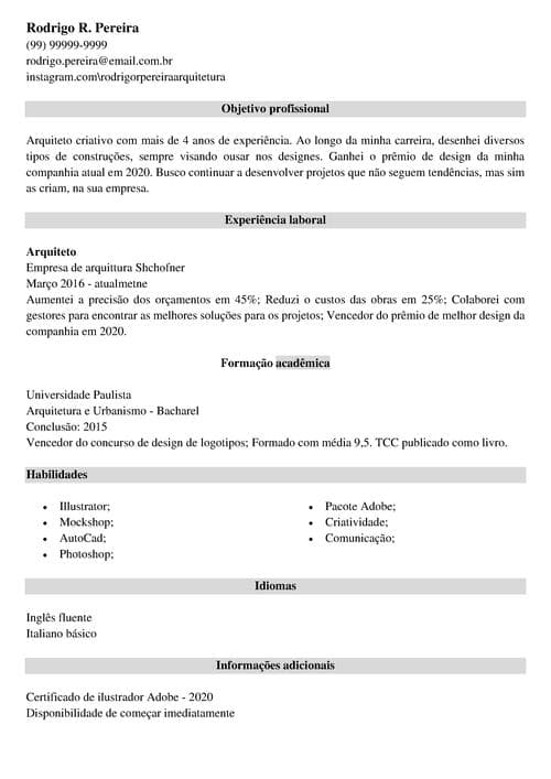 o que colocar no objetivo do curriculo