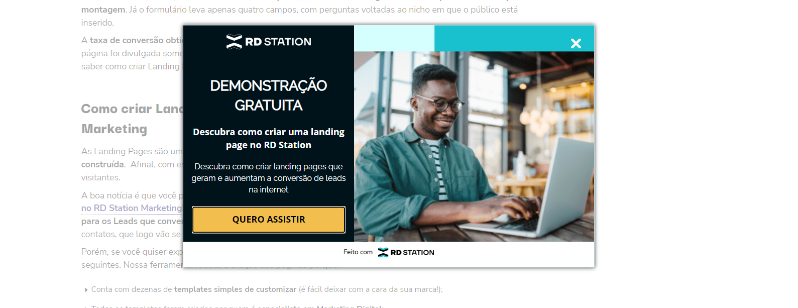 melhores exemplos de pop up para capturar leads