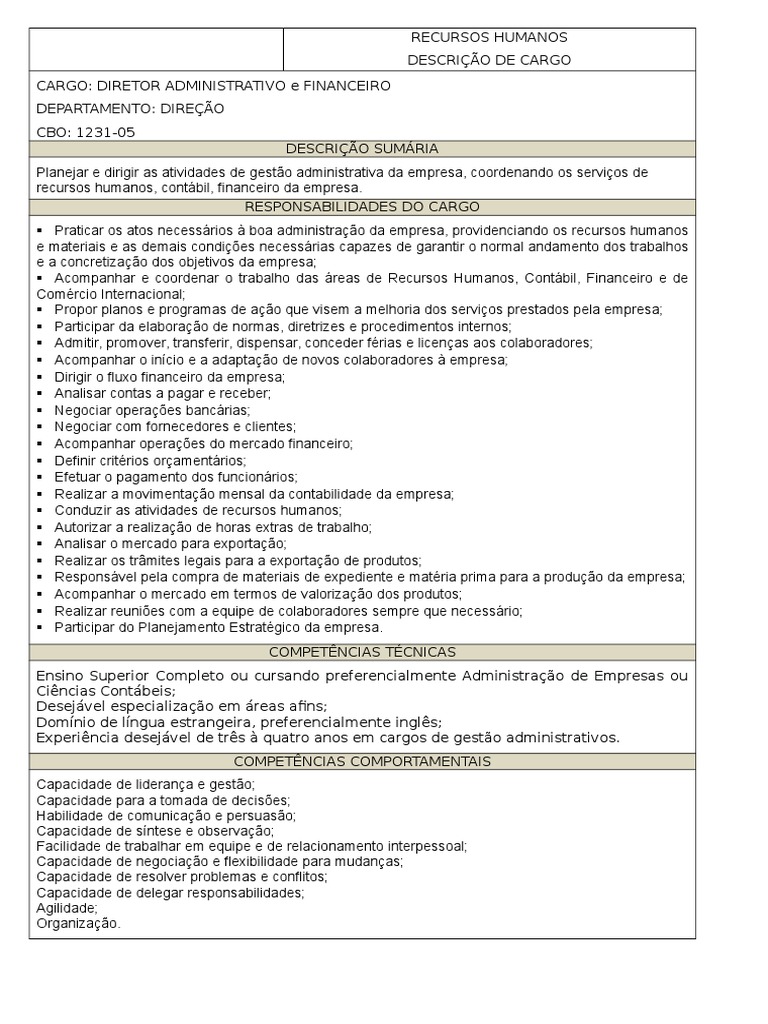 responsabilidades de um diretor