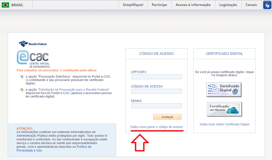 erros comuns ao acessar e-cac receita federal