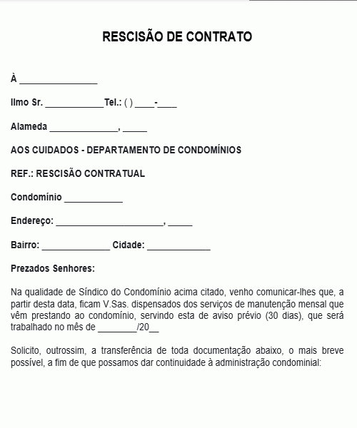 rescisão de contrato