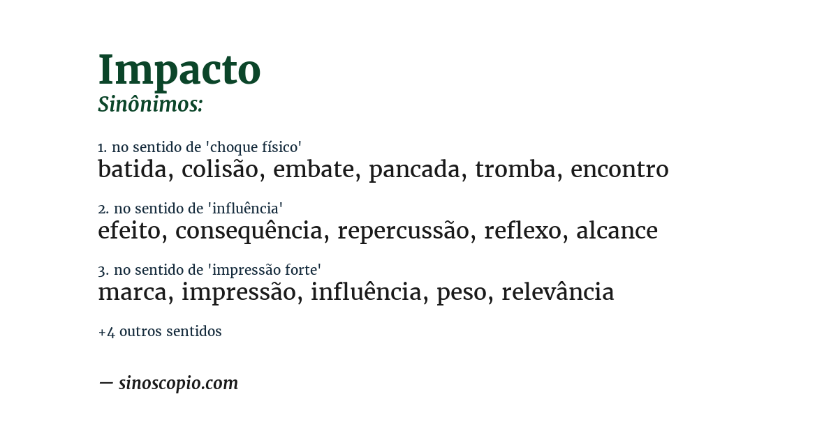 sinônimos de impacto inspirador