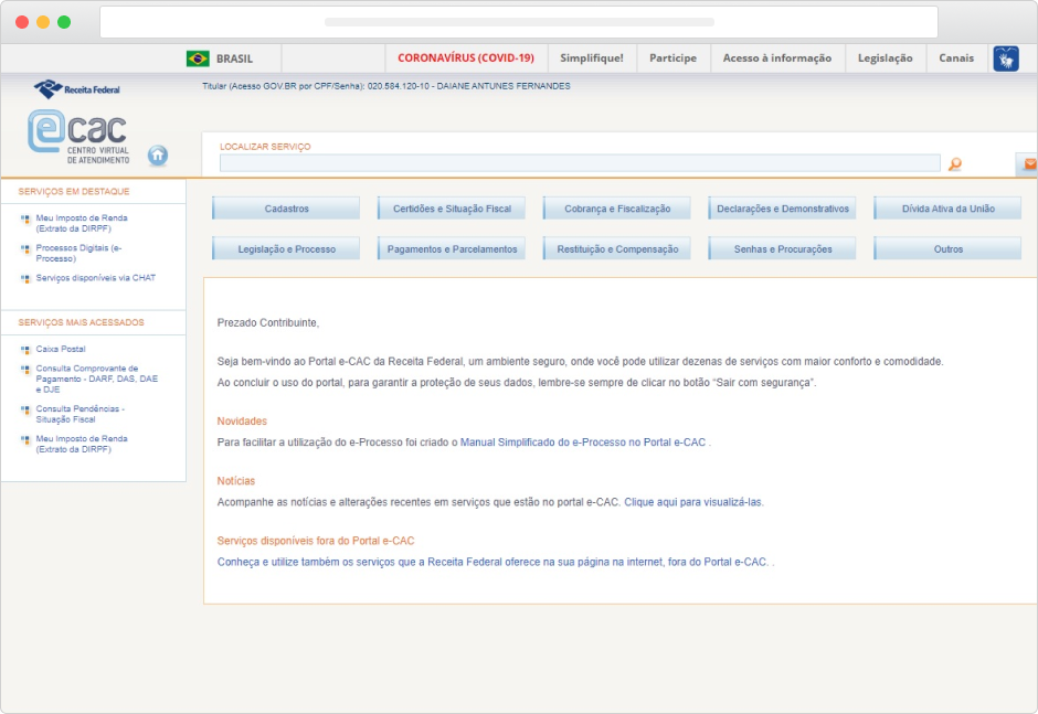 portal e-CAC Receita Federal