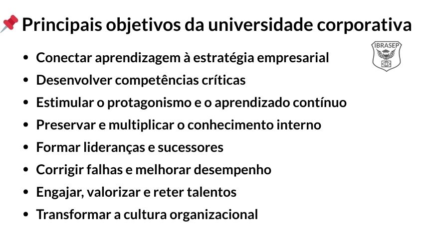 5 ideias de títulos:
1. Como a Universidade Corporativa Impulsiona o Crescimento da Sua Empresa
2. Universidades Corporativas de Sucesso: Lições de Gigantes do Mercado
3. Os Benefícios Inegáveis da Universidade Corporativa para a Retenção de Talentos
4. Desmistificando a Universidade Corporativa: O Que Você Precisa Saber
5. Implementando uma Universidade Corporativa Eficaz: Um Guia Prático