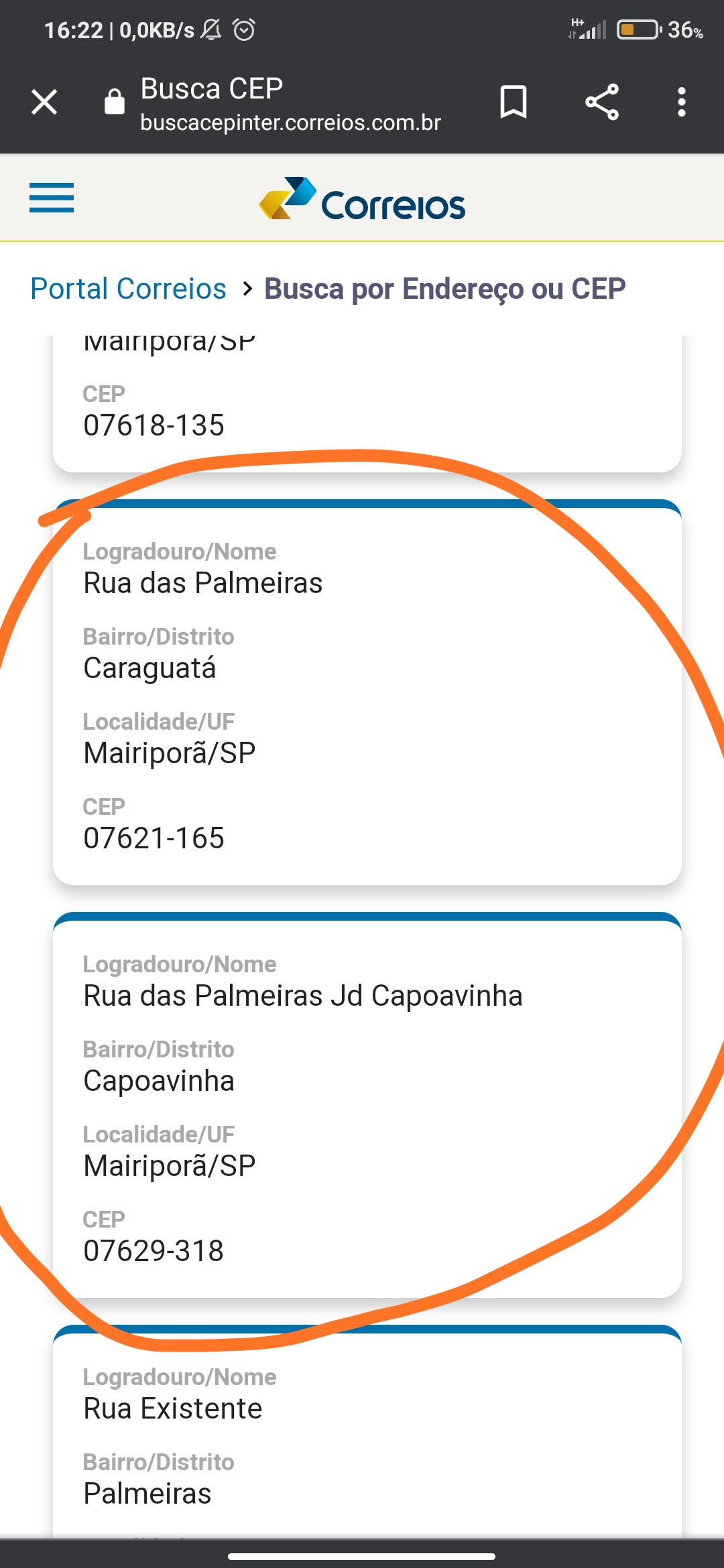 endereços com v