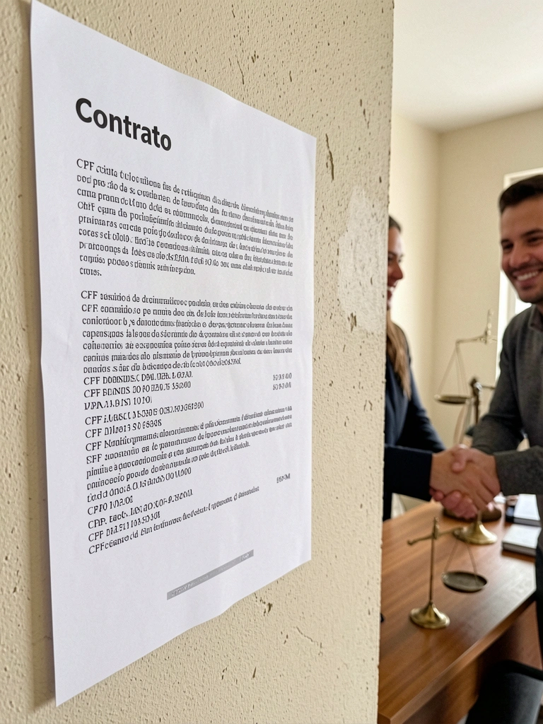 Aperto de mãos com uma balança desfocada ao fundo