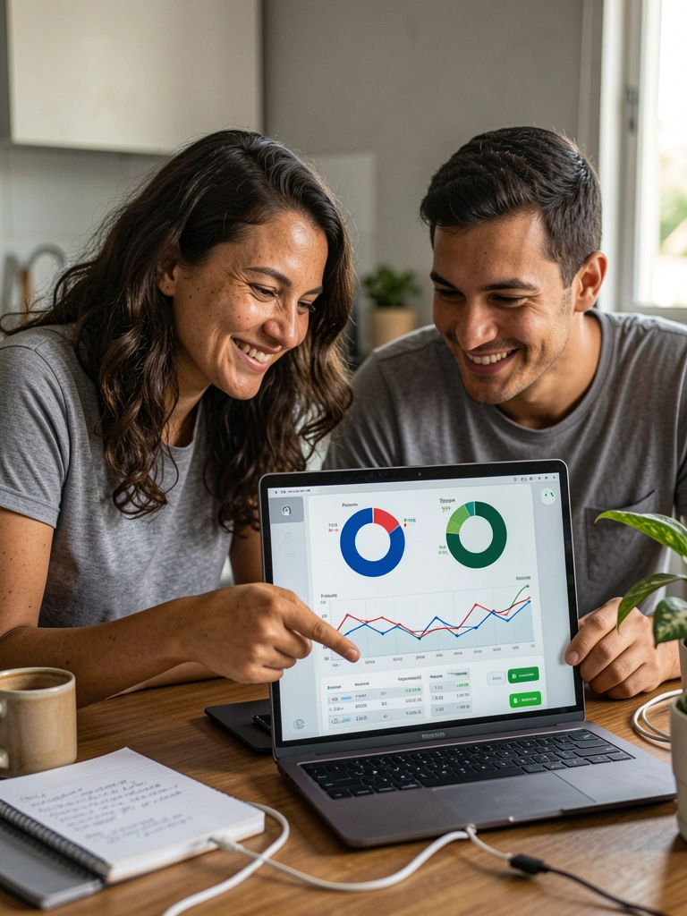 Três pessoas em ambientes distintos: casal com notebook, homem com crachá de MEI e freelancer com celular.