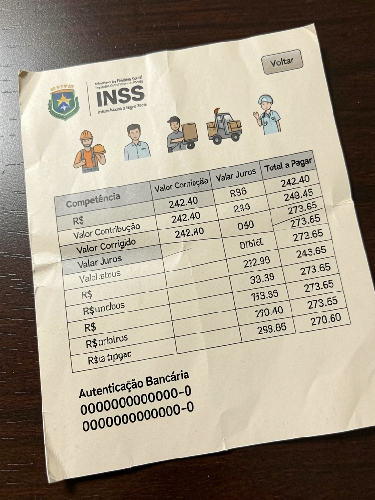Infográfico com quatro ícones de trabalhadores e a sigla INSS