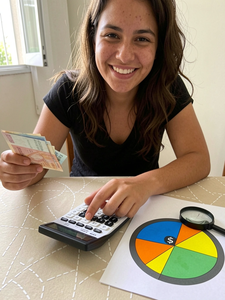 Pessoa sentada à mesa com expressão preocupada, segurando contas e boletos nas mãos.