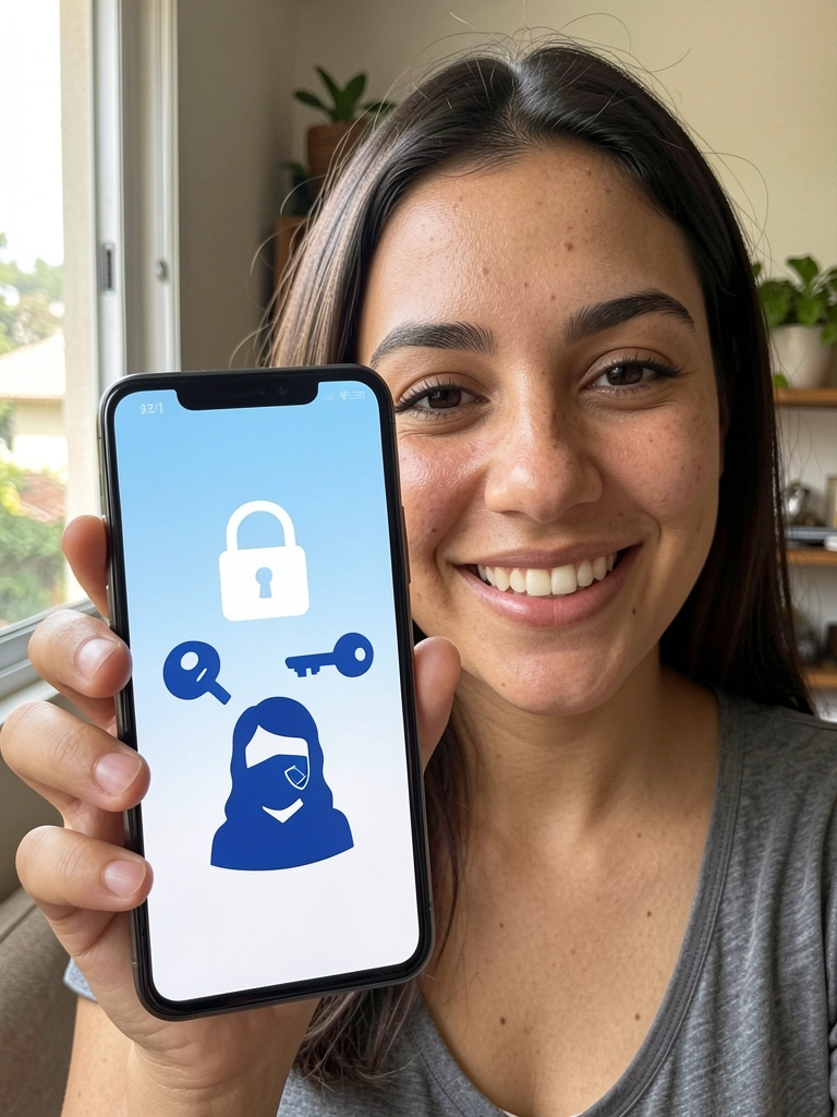 Pessoa segurando celular com notificação de privacidade na tela