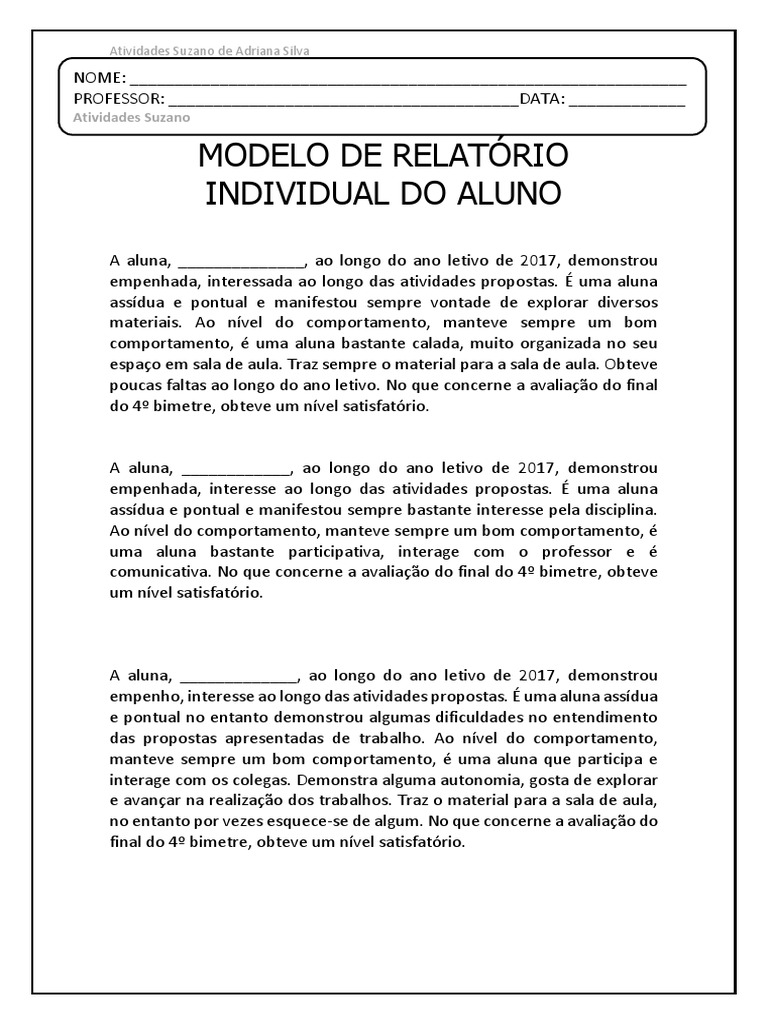 objetivos de um relatório