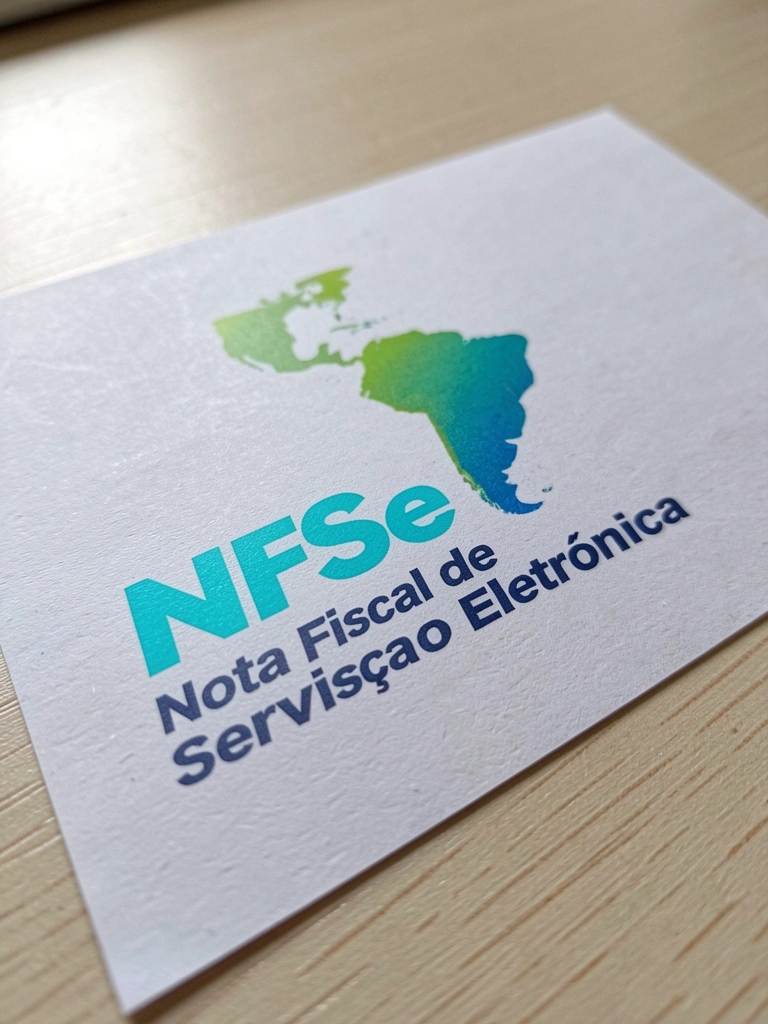 Nota fiscal eletrônica com logotipo NFS-e em destaque no topo.
