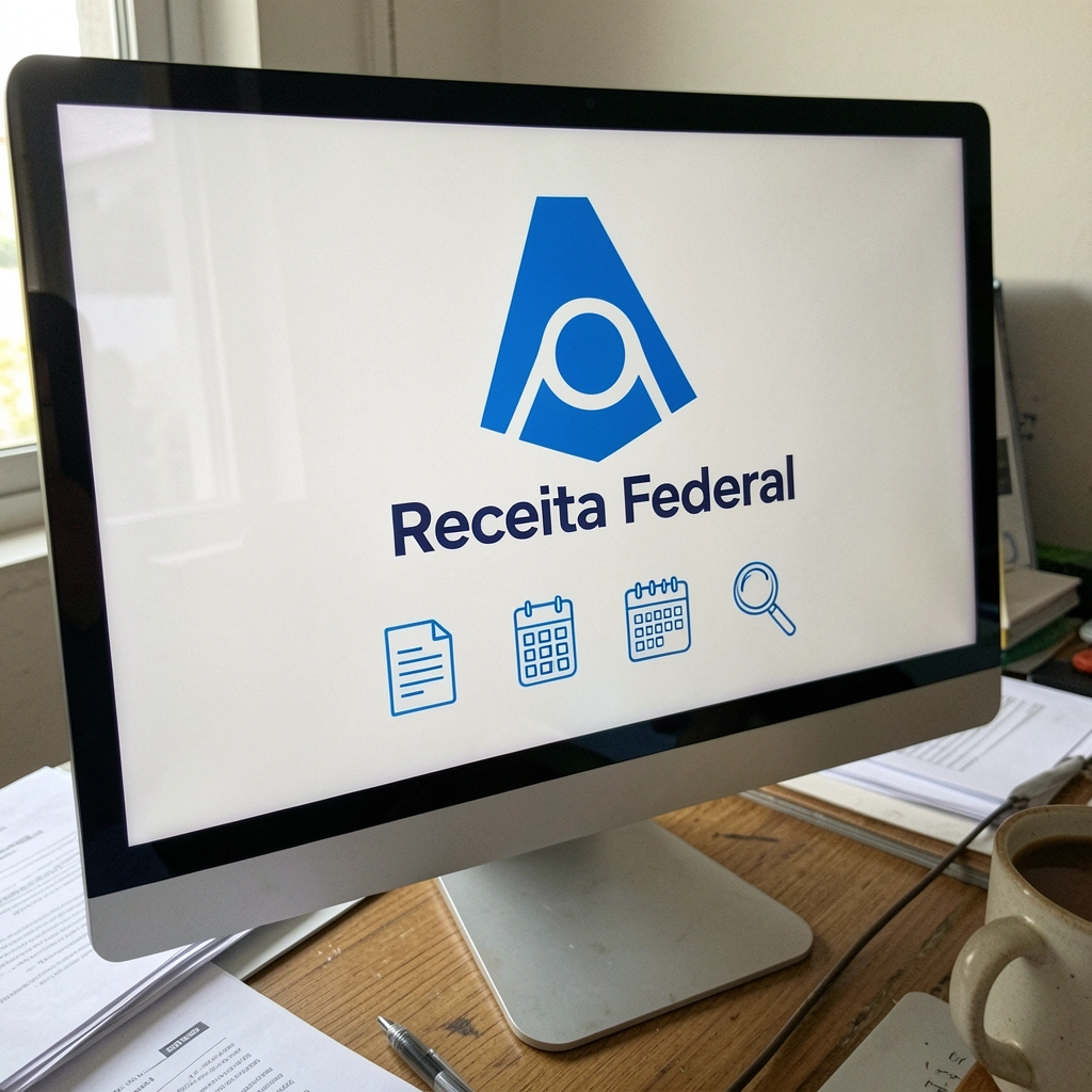 Portal digital com ícones de serviços da Receita Federal