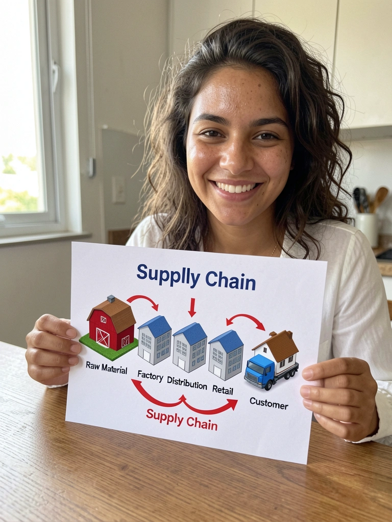 Duas ilustrações lado a lado: uma com várias setas e nós representando supply chain ampla, outra com setas diretas e menos elementos para logística focada.